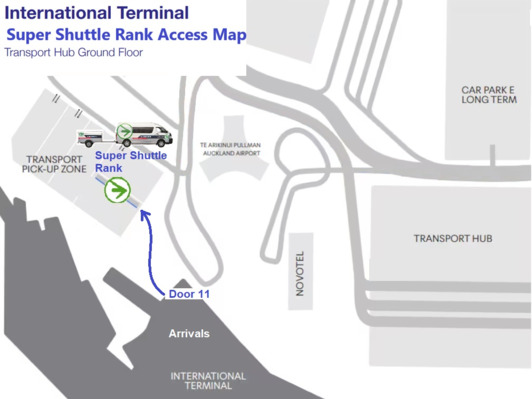 オークランド空港 国際線ターミナル スーパーシャトル乗り場 / Super Shuttle - Rank Access