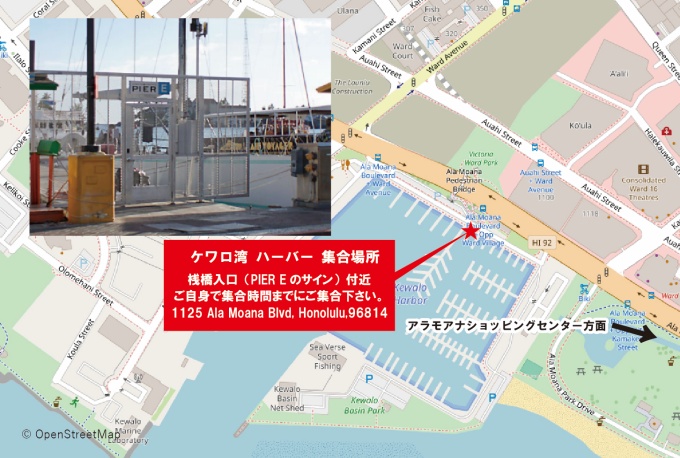 ケワロハーバー  桟橋入り口 (PIER Eサイン) 付近