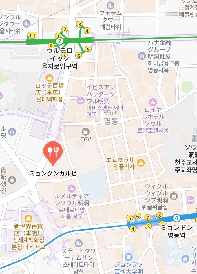 明宮カルビ明洞店(4号線 明洞駅 5番出口)
